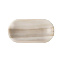 Marble Bowl - Beige - Top View, Natural Beige and Cream Marble Banding