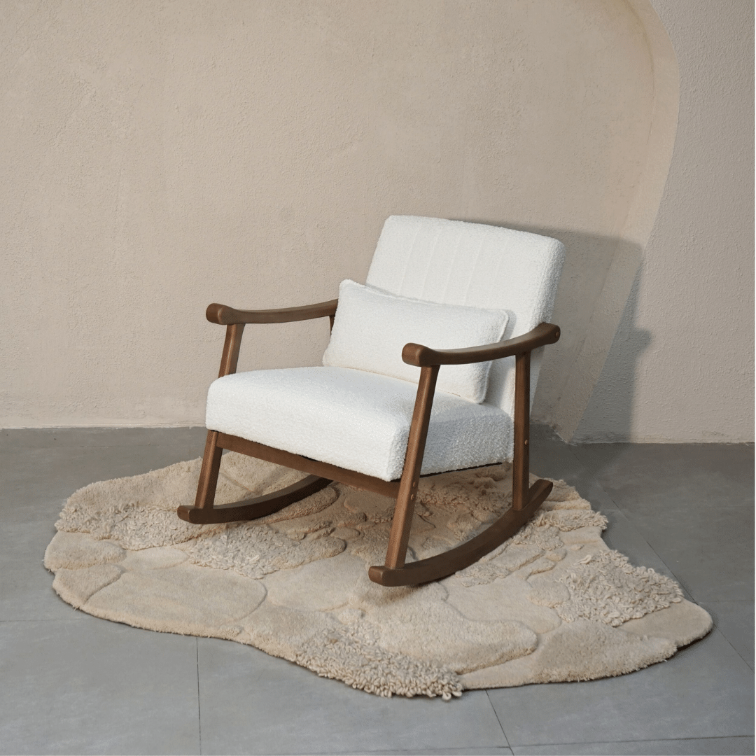 Astra White Bouclé Rocking Chair | Designer Chair – The Living Influence