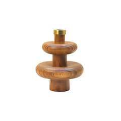 Wooden Warm Wave Candle Holder with a gold brass accent on a white background