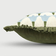 Side view of Tulip Light Blue Oblong Cushion Cover