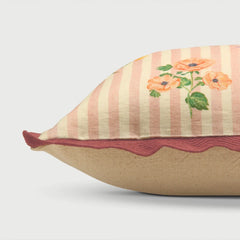 Rosalia Dusty Rose Linen Oblong Cushion Cover side profile showing cotton slub back
