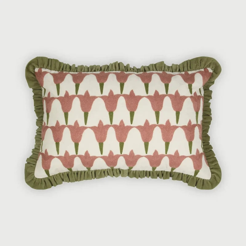 Tulip Raspberry Oblong Cushion Cover Front View