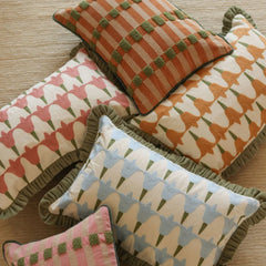Multi color and Tulip Light Blue Oblong Cushion Cover