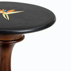 Bird of Paradise - Walnut, close-up of black marble top edge and colourful stone inlay