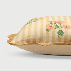 Rosalia Amber Linen Oblong Cushion Cover side profile showing cotton slub back