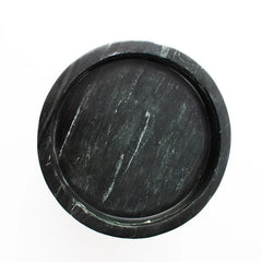Column Series Bowl - Black Marble Top View, White Veining and Raised Rim