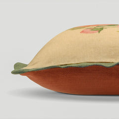 Annabella Amber Linen Cushion Cover side profile showing amber cotton slub back