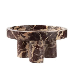 Column Series Bowl - Burgundy Marble Side View, Cream Veining and Three Legs