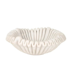 Frill Bowl - White Marble Side View, Scalloped Ruffle Edge