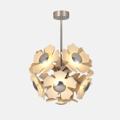 Modern chandelier with floral design on a white background