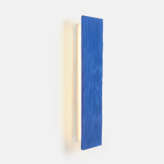 Side look of blue vertical sconce wall lamp