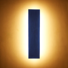 A blue color vertical wall sconce that enhance the ambiance and style your living spaces.