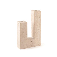 Travertine Candle Holder - Empty Holder, Porous Beige Travertine Finish