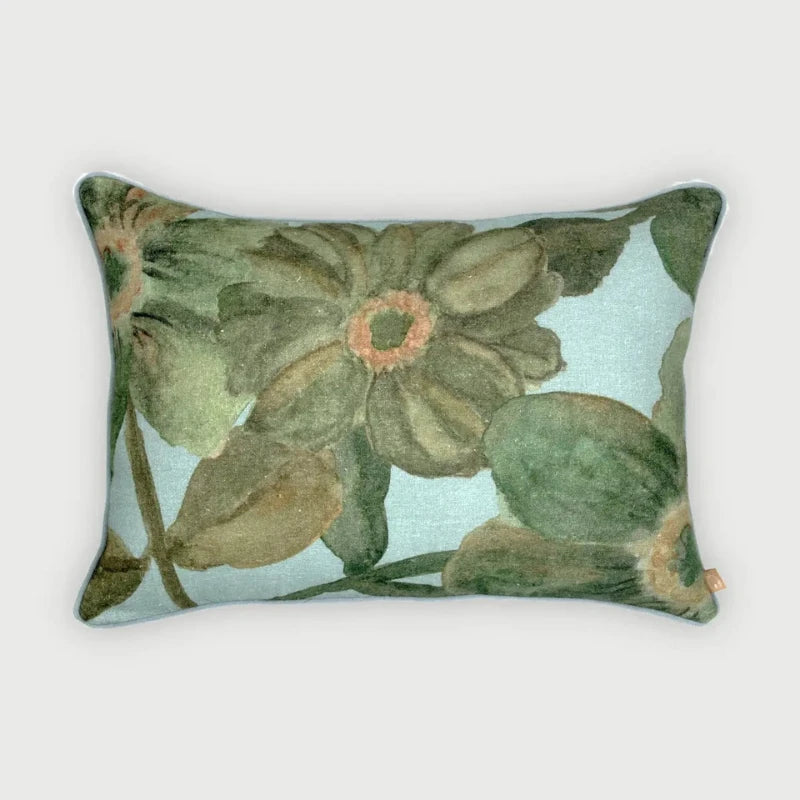 Wildflower Eucalyptus Linen Oblong Cushion Cover Front View
