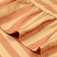 Linea Ruffle Amber Cotton Table Cover close-up of striped cotton duck ruffle