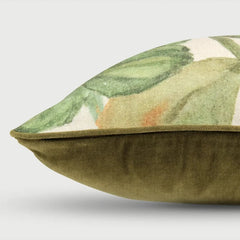 Wildflower Olive Linen Cushion Cover zoom side view