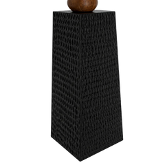 Tessaro Console Table close-up of tapered black pedestal leg with textured surface