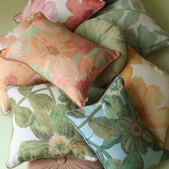 Multi color Wildflower Olive Linen Cushion Cover