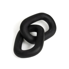 Black Chain Sculpture - Top View on White Background, Matte Black Marble Links
