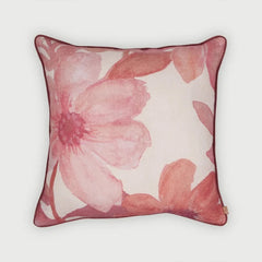 Wildflower Rose Linen Cushion Cover front view on a plain background