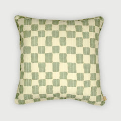 Echo Fern Cushion Cover in fern green checker print, front view