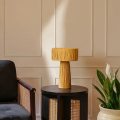 Unique Fiume Table Lamp made of organic texture placed on side table