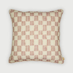 Echo Rose Cushion Cover in soft rose checker print, front view