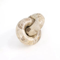 Koru Chain - Top Angle on White Background, Beige Marble with Brown Flecks