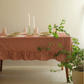 Viola Ruffle Carmine Cotton Table Cover