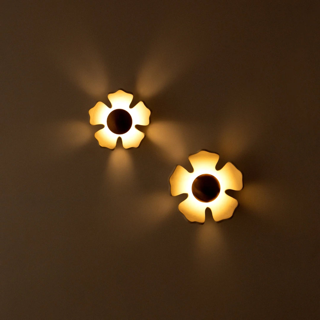 Flower Wall Light Glowing at Night