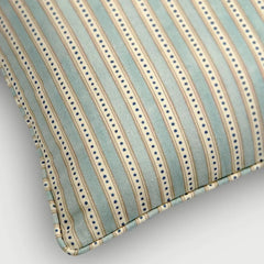 Close-up of the soft blue stripe pattern on River Soft Blue Cushion Cover