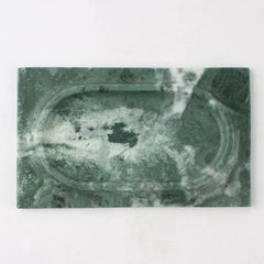 Mesa Marble Tray - Top View on White Background, Rectangular Green Marble