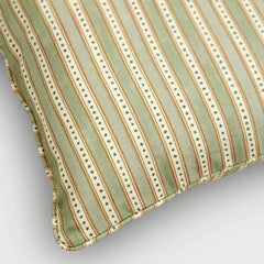 Close-up of the fern green stripe pattern on River Fern Cushion Cover