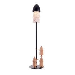 Decorative Lit Guardian Floor Lamp showing its sculptural ash-wood character design