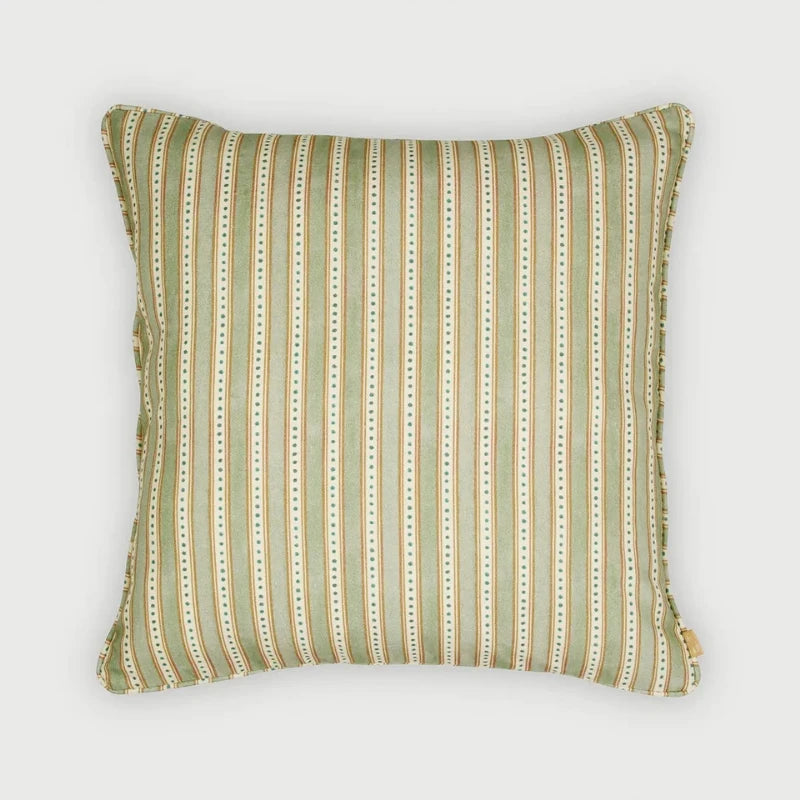 River Fern Cushion Cover in fern green stripe pattern, front view