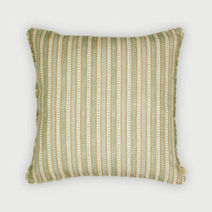 River Fern Cushion Cover in fern green stripe pattern, front view