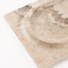 Mesa Marble Tray - Close-Up of Beige Marble Corner and Recessed Well