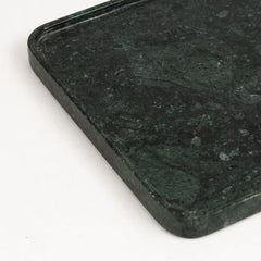 Focal Tray - Large - Close-Up of Dark Green Marble Corner and Rim