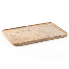 Focal Tray - Large - Angled View on White Background, Brown Veined Marble