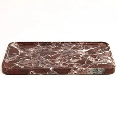 Focal Tray - Large - Front Angle on White Background, Burgundy Marble with White Veining