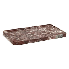 Focal Tray - Large - Side Angle on White Background, Burgundy Marble Rim