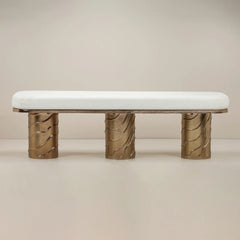 Sylas Bench with bouclé seat and brass base