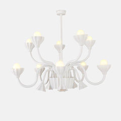 White Hanging chandelier with multiple lights on a white background