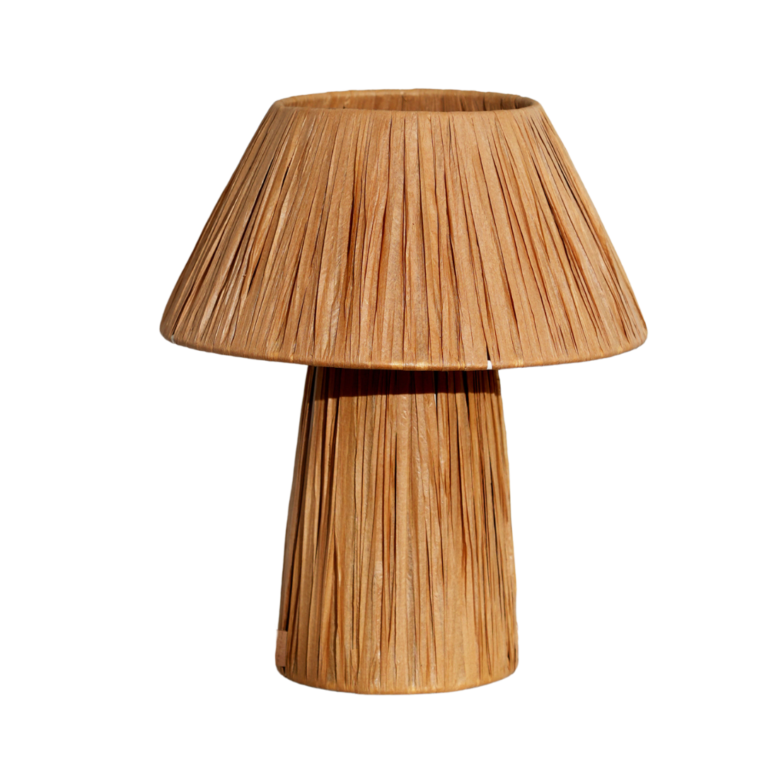 Petite Table Lamp crafted with rattan woven shade and base