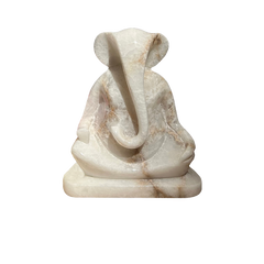 Lord Ganesha Sculpture of White Alabaster Stone