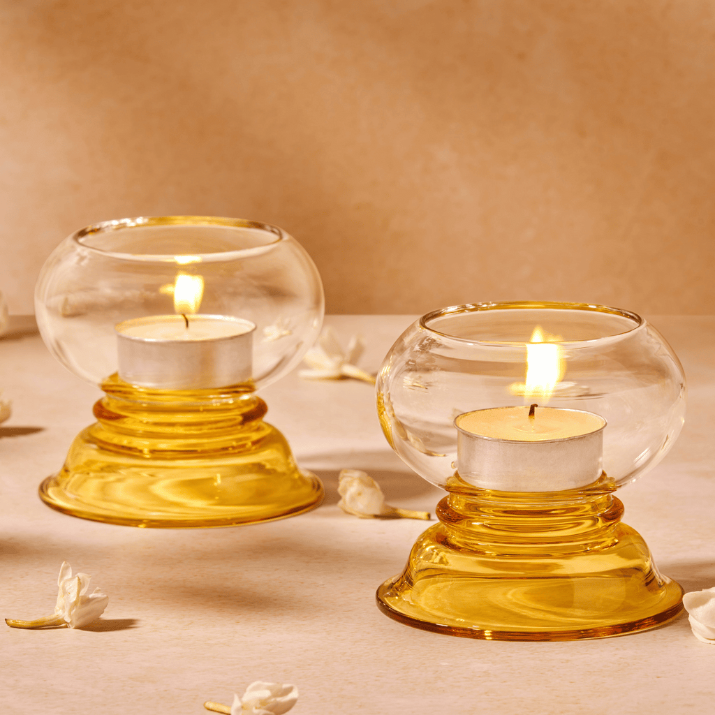 Diya-inspired Yellow votive for modern home decor