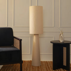 Oslo Floor Lamp full view showing its sturdy metal frame and boucle lampshade
