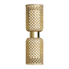 Mianzi Metamorphosis Wall Lamp CC – twin cylindrical bamboo-woven lampshades in stacked formation on a brass mount.