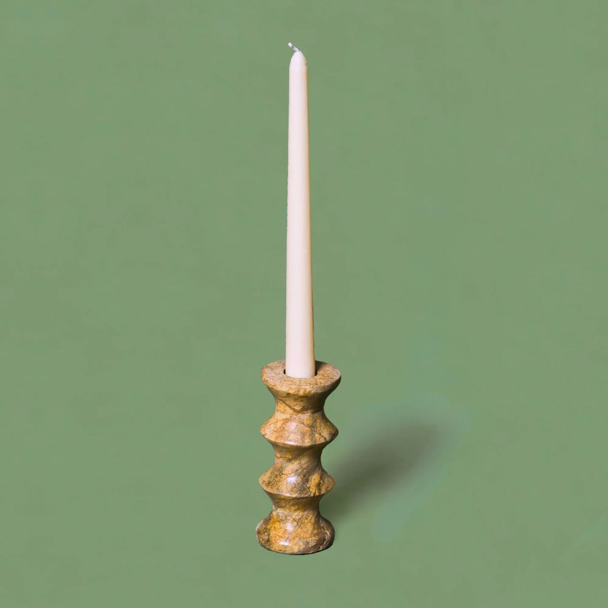 Large Candle in a decorative Astra Brown Marble Candle Holder