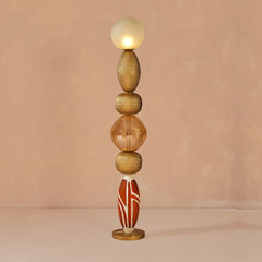Decorative floor lamp with stacked  spherical design and geometric shades